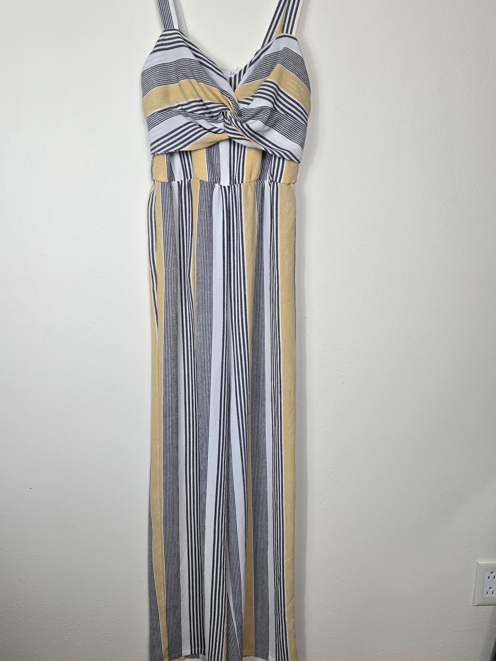 bailey blue Striped Twist-Front Jumpsuit in Yellow, White & Black